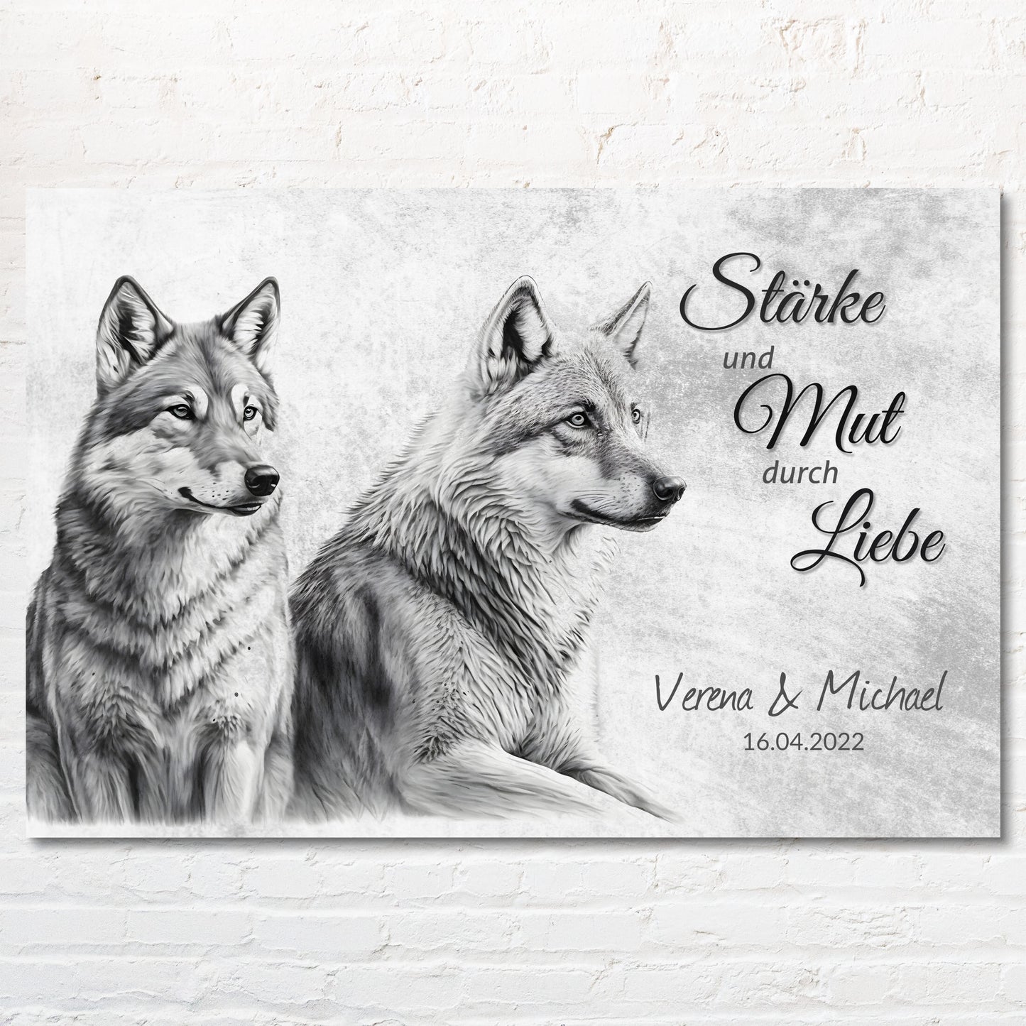 Personalisiertes Leinwandbild "Wolfliebe"