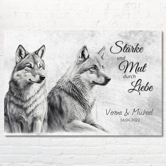 Personalisiertes Leinwandbild "Wolfliebe"