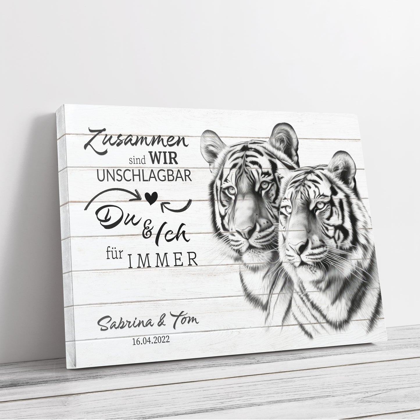 Leinwand "Tigerliebe" - Einzigartiges Geschenk für Paare