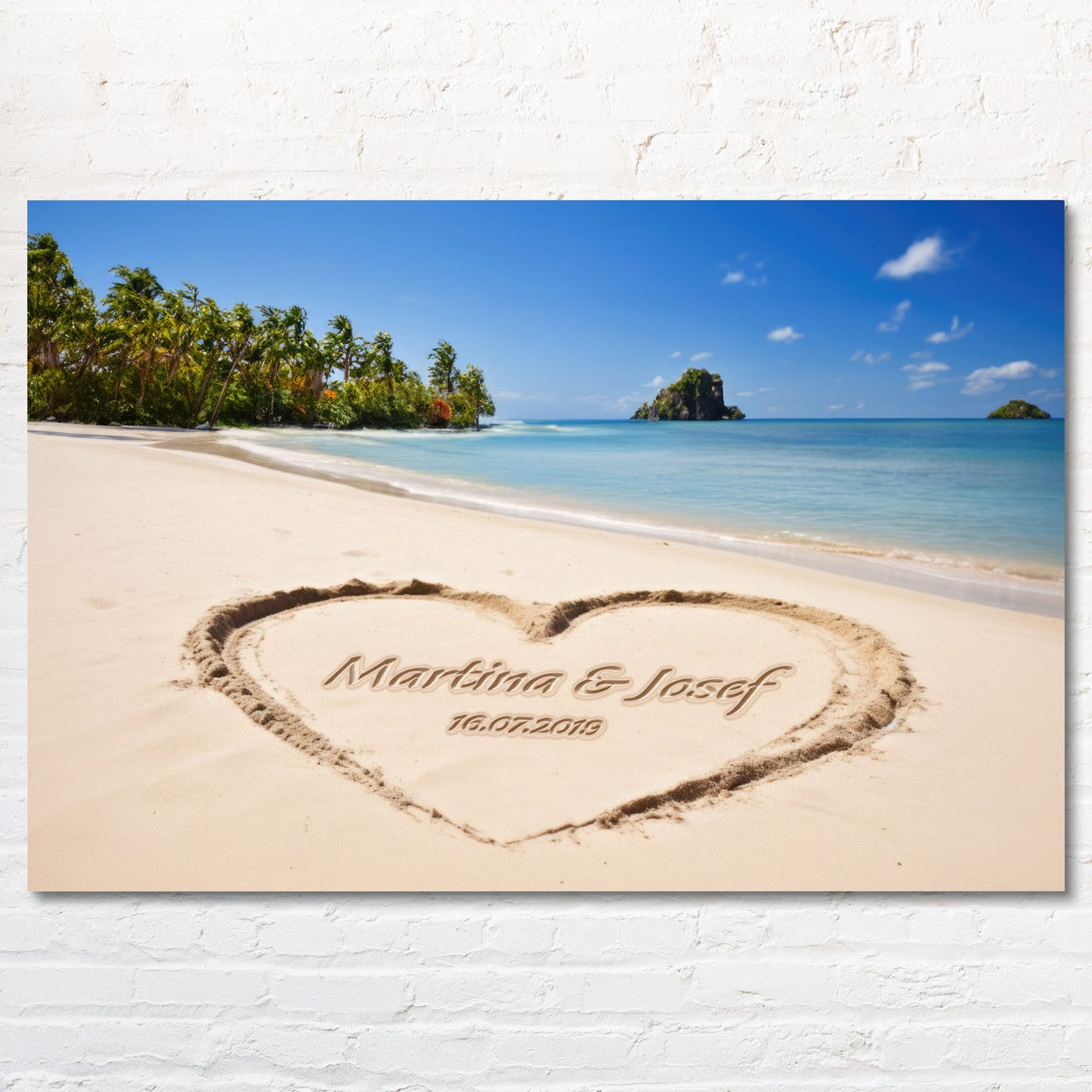 Leinwand "Strandherz" - Geschenk für Paare