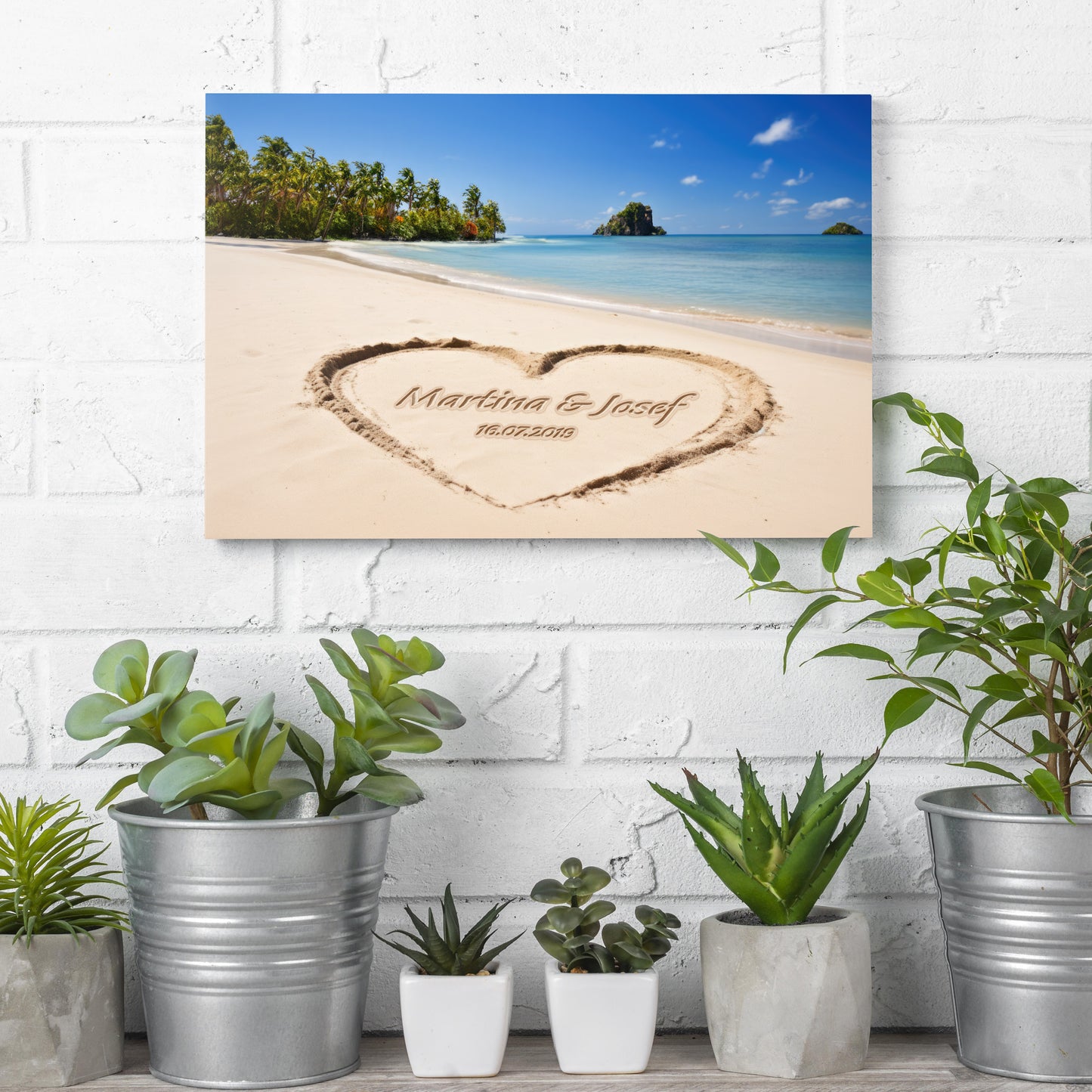 Leinwand "Strandherz" - Geschenk für Paare