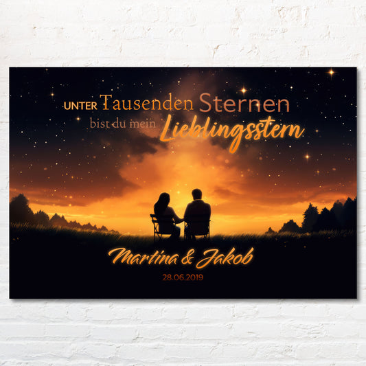 Sternenhimmel personalisierte Leinwand - Geschenk für Paare