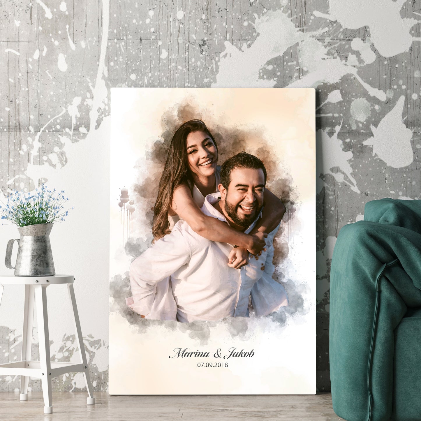 Momente in Aquarell Geschenk für Paare personalisierbar